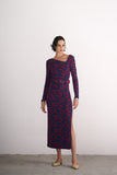 Vestido Midi Decote Assimétrico Estampa Statement Alphorria