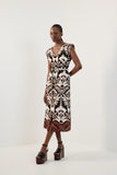 Vestido Midi Decote V Tramas Lucidez