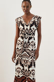 Vestido Midi Decote V Tramas Lucidez