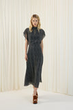 Vestido Midi Decote Vazado Croco Preto Lucidez