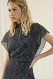 Vestido Midi Decote Vazado Croco Preto Lucidez