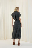 Vestido Midi Decote Vazado Croco Preto Lucidez
