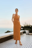 Vestido Midi Frente Única Laranja Anne Fernandes