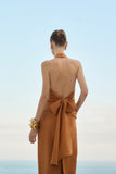 Vestido Midi Frente Única Laranja Anne Fernandes