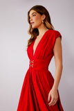 Vestido Midi Godê Gorgurão Bridões Scarlat Litt