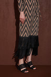 Vestido Midi Jacquard Lurex Zig Zag Floresta Voar