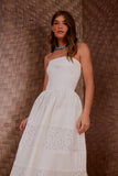 Vestido Midi Laise Daisy Recortes Off White Litt