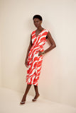 Vestido Midi Litoral Vermelho Bromelia Lucidez