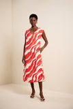 Vestido Midi Litoral Vermelho Bromelia Lucidez