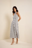 Vestido Midi Maxi Listra Azul e Off White Lucidez