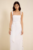 Vestido Midi Rami Detalhe Lateral Branco Lucidez