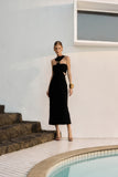 Vestido Midi Recortes Malha Preto Anne Fernandes