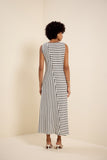 Vestido Midi Torção Textura Listra Lucidez