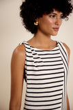 Vestido Midi Torção Textura Listra Lucidez