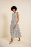Vestido Midi Torção Textura Listra Lucidez