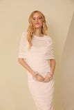 Vestido Midi Tule Capa Rosa Pétala Anne Fernandes
