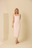 Vestido Midi Tule Capa Rosa Pétala Anne Fernandes