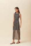 Vestido Midi Tule Estampa Cestaria Voar