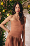Vestido Midi Tule Moulage Rosewood Litt