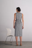 Vestido Midi com Cinto Micro Xadrez Alphorria