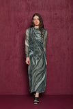 Vestido Tule Estampa Abstrata Voar