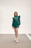 Blusa Ampla Paete Listrado Verde Floresta Skazi