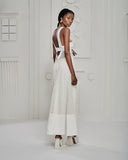 Vestido Malha Texturizada Decote Off White Alphorria